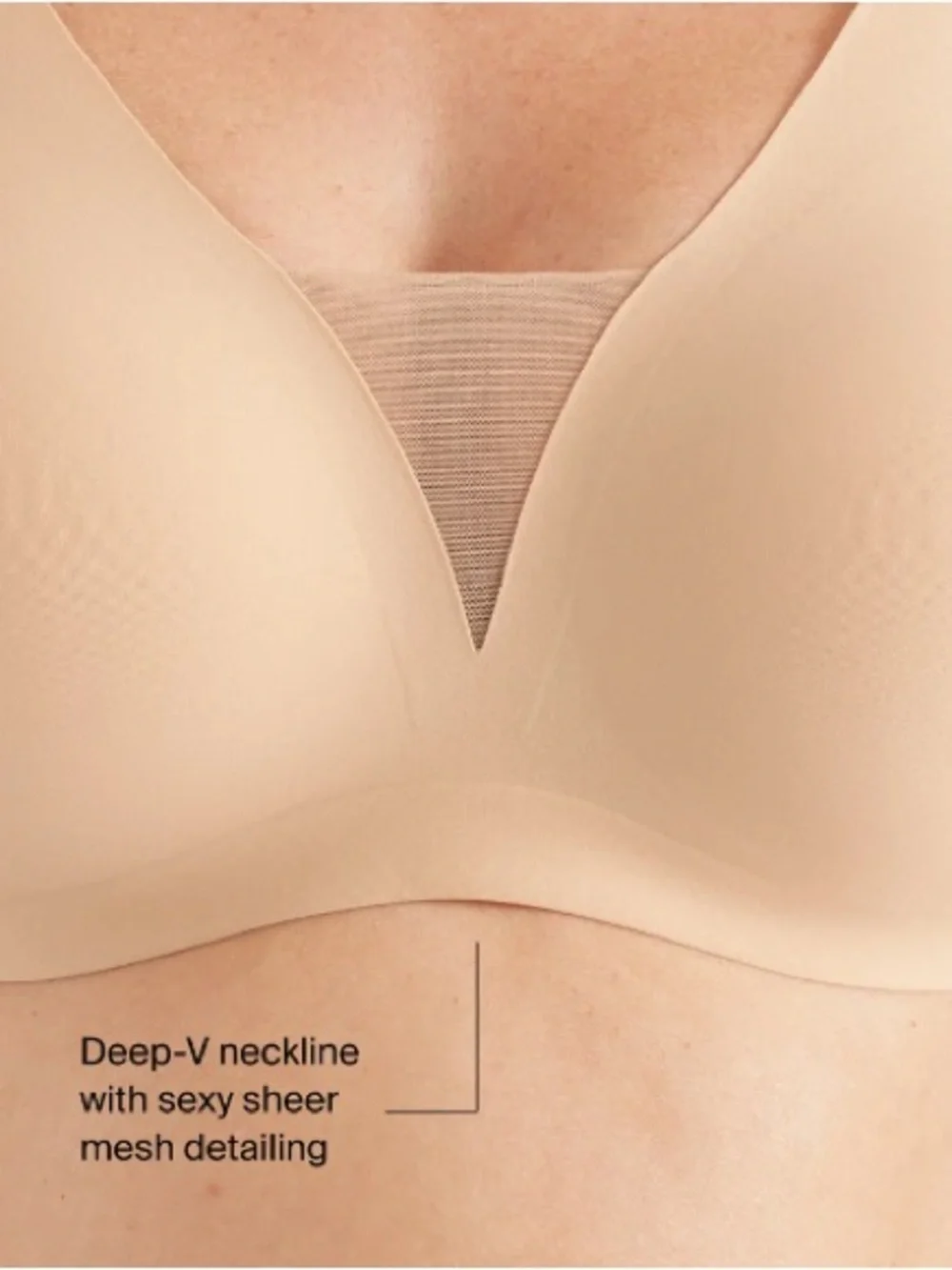knix shadow mesh tshirt bra in beige, seamless wireless bra - Picture 6 of 17